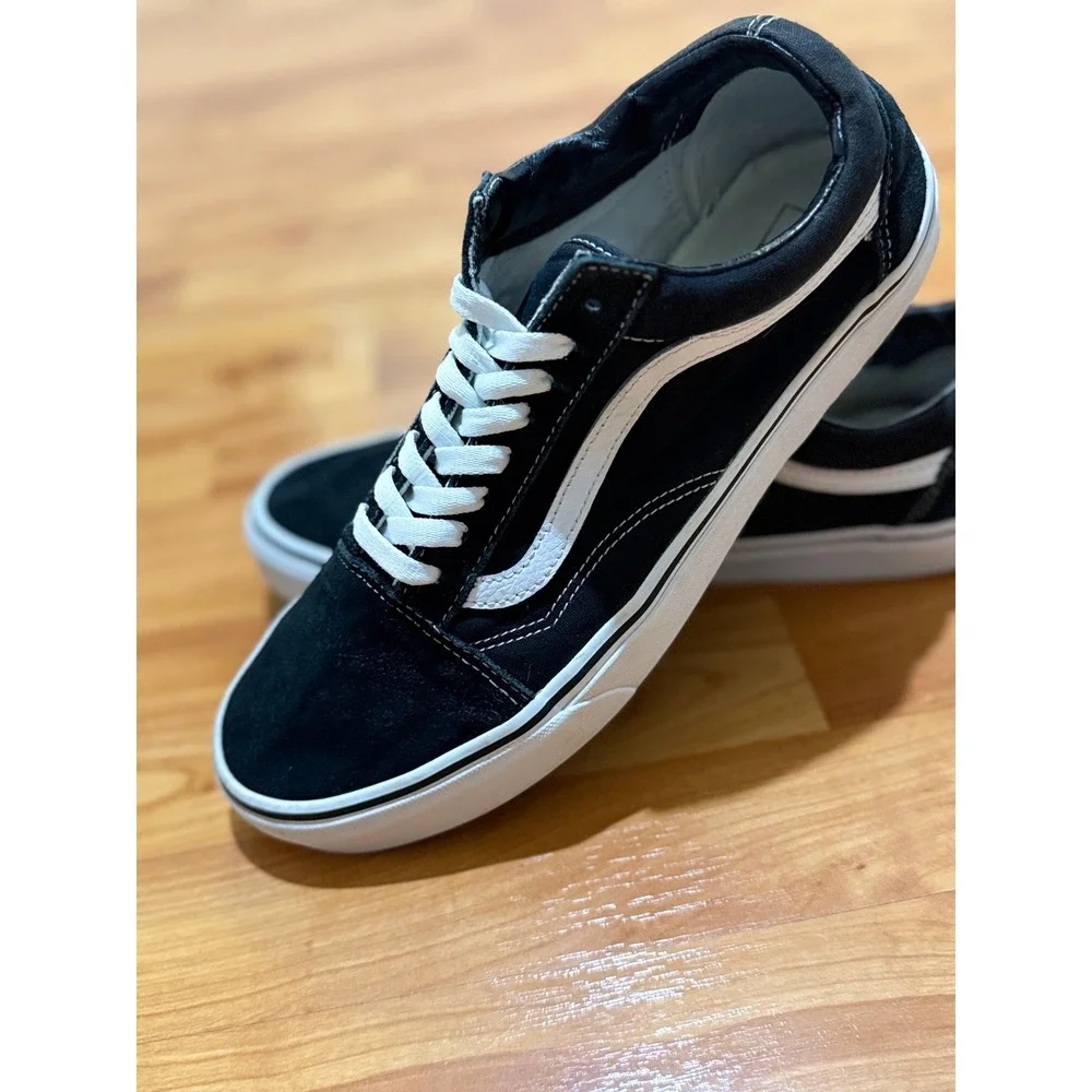 Vans Old Skool Mens 11 Black White Suede Canvas Skate Shoes Sneakers Sanitized - Picture 5 of 12